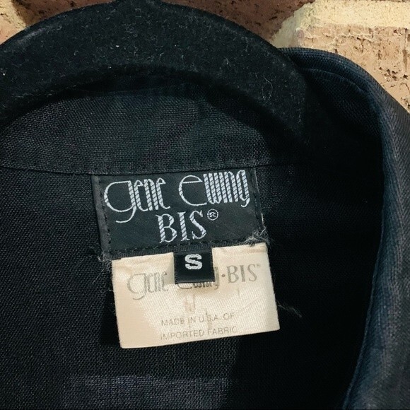 Vintage Gene Ewing Bis black linen swing coat size small - Picture 4 of 9